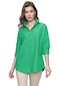 Kadın Yeşil Geniş Yaka Düz Gömlek-18414-yeşil