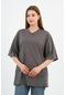 V Yaka Oversize T-shirt E24-742a-wn Antrasit