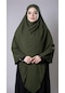 Haki Pratik Hazır Geçmeli Tesettür Eşarp Medine İpeği Bağcıklı Sufle Hijab 2301 09