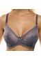 Gri Çiçek Dantel Bralette Ultra Ince Derin V Sutyen Astarsız Kadınlar İçin Push Up Sütyen Intimates