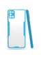 Noktaks - Samsung Galaxy Uyumlu Galaxy A21s - Kılıf Kenarı Renkli Arkası Şeffaf Parfe Kapak - Mavi