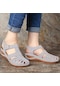 Gri Kadın Sandalet Yaz Vintage Kama Sandalet Rahat Kesme Boşluk Kadın Ayakkabı Kadın Bayanlar Platformu Retro Sandalias Artı Boyutu