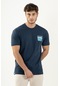 Maraton Sportswear Oversize Erkek Bisiklet Yaka Kısa Kol Basic Navy T-Shirt 21598-Navy