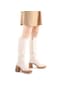 Woggo Cilt Fermuarlı Kadın Çizme 8 Cm Topuklu Bot Fls 91-119 Ten