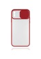 Tecno - İphone Uyumlu İphone X - Kılıf Slayt Sürgülü Arkası Buzlu Lensi Kapak - Kırmızı