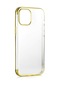 Noktaks - iPhone Uyumlu 12 - Kılıf Dört Köşesi Renkli Arkası Şefaf Lazer Silikon Kapak - Gold