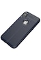 Noktaks - iPhone Uyumlu Xs Max 6.5 - Kılıf Deri Görünümlü Auto Focus Karbon Niss Silikon Kapak - Lacivert