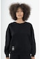 Maraton Sportswear Oversize Kadın Kapşonlu Uzun Kol Basic Siyah Sweatshirt 22953-siyah