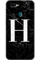 Oppo A5s Kılıf Hd Desen Baskılı Arka Kapak + Kırılmaz Cam - Siyah Mermer Desenli H Harfi
