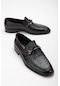 Hakiki Deri Neolit Micrlight Jurdan Kroko Baskılı Tokalı Siyah Erkek Klasik Ayakkabı-3035-siyah