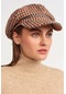 Kadın Kasket Yünlü Desenli Dökümlü Şapka - Standart