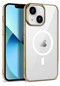 iPhone Uyumlu 13 Kılıf Lopard Wireless Şarj Özellikli Pixel Magsafe Kapak - Gold