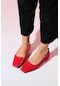 Pohan Kırmızı Rugan Taş Detaylı Kadın Babet Ayakkabı