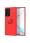 Noktaks - Samsung Galaxy Uyumlu Note 20 Ultra - Kılıf Yüzüklü Auto Focus Ravel Karbon Silikon Kapak - Kırmızı
