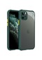 Noktaks - iPhone Uyumlu 11 Pro - Kılıf Kenarları Tırtıklı Renkli Düğmeli Kaff Kapak - Koyu Yeşil