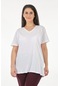 Daıdo V Yaka Kısa Kollu Beyaz Kadın T-shirt 21100702