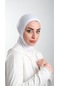 Beyaz Pratik Hazır Geçmeli Tesettür Bone Sandy Kumaş Spor Hijab 2 Beyaz