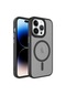 More Tr iPhone Uyumlu 12 Pro Max Kılıf Mat Arka Yüzey Wireless Şarj Özellikli Zore Flet Magsafe Kapak - Siyah