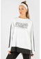 Maraton Sportswear Comfort Kadın Bisiklet Yaka Uzun Kol Basic Beyaz Sweatshirt 18440-beyaz