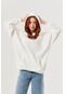 Fullamoda Basic Kapüşonlu Oversize Sweatshirt- Ekru 23KGB890178116-Ekru