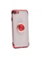 Mutcase - İphone Uyumlu İphone Se 2022 - Kılıf Yüzüklü Kenarları Renkli Arkası Şeffaf Gess Silikon - Kırmızı-rose Gold