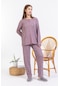 Kadın Orta Yaş Ve Üzeri Regular/rahat Kalıp Düz Desen Pamuk Anne Pijama Takımı 50-lila
