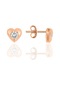 Gümüş Rose Zirkon Taşlı Kalp Küpe Barcode Gold - Rose Gold - Rodyum