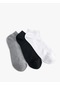Koton Basic 3'lü Patik Çorap Seti Çok Renkli Gri 4sam80176aa 4SAM80176AA040
