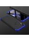 Noktaks - Huawei Uyumlu Huawei Y7 Prime 2019 / Y7 2019 - Kılıf 3 Parçalı Parmak İzi Yapmayan Sert Ays Kapak - Siyah-mavi