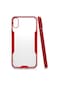 Noktaks - iPhone Uyumlu X - Kılıf Kenarı Renkli Arkası Şeffaf Parfe Kapak - Kırmızı