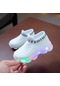 Beyaz Çocuk Bebek Kız Erkek Mektup Örgü Led Işıklı Çorap Spor Run Spor Ayakkabı Rahat Ayakkabılar