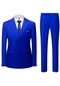 Erkekler Yeni Gündelik Kruvaze Moda Düz Renk Trendi İş Takım Elbise - Saks Mavisi