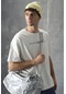Tommy Life Ekru %100 Pamuk Kalın Yumuşak Dokulu Oversize Fit Baskılı Erkek T-shirt - 88357 Ekru