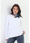 Organik Kadın Sweatshirt Oversize V-yaka-beyaz