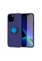 Noktaks - iPhone Uyumlu 12 Pro Max - Kılıf Yüzüklü Auto Focus Ravel Karbon Silikon Kapak - Mavi