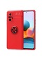 Noktaks - Xiaomi Uyumlu Xiaomi Redmi Note 10 Pro - Kılıf Yüzüklü Auto Focus Ravel Karbon Silikon Kapak - Kırmızı