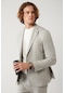 Erkek Gri Takım Ceketi Çift Yırtmaçlı Mono Yaka Astarsız Keten Karışımlı Comfort Slim Fit A41y4029