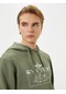 Koton Arkası Baskılı Hoodie Mitoloji Temalı Kanguru Cep Detaylı Haki 4wam70255mk