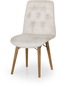 Haman Bank Serisi Nubuk Kumaş Ahşap Gürgen Ayaklı Mutfak Sandalyeleri 1 Adet Beyaz