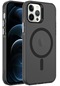iPhone Uyumlu 12 Pro Kılıf Magsafe Destekli Buzlu Transparan C-pro Sert Arka Kapak - Siyah