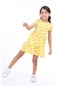 Toontoy Kız Çocuk Baskılı Elbise Koyu Sarı