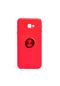 Kilifone - Samsung Uyumlu Galaxy J4 Plus - Kılıf Yüzüklü Auto Focus Ravel Karbon Silikon Kapak - Kırmızı
