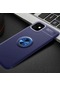 Noktaks İphone Uyumlu 11 - Kılıf Yüzüklü Auto Focus Ravel Karbon Silikon Kapak - Mavi