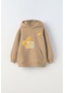 The Champ Clothing Bej Kapüşonlu İçi Polar Great Day Coming Yazı Baskılı Unisex Çocuk Hoodie Sweatshirt Bej