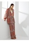 Koton Kimono Etnik Desenli Bağlama Detaylı Viskon Kiremit Desenli 4sak50018uw 4SAK50018UWKDM