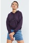 Tommy Life Mor Uzun Kol Rahat Form Kapüşonlu Kadın Sweatshirt - 97115 Mor