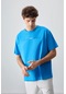 Tommy Life Petrol Mavi %100 Pamuk Kalın Yumuşak Dokulu Oversize Fit Baskılı Erkek T-shirt - 88357 Petrol Mavi