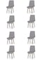 Haman 8 Adet Bank Serisi Nubuk Kumaş Ahşap Gürgen Ayaklı Sandalye Kazayaği Siyah-beyaz