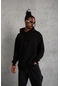 3 İplik Kapşonlu Sweatshirt Hoodie - Siyah renkli