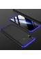 Kilifone - Huawei Uyumlu P Smart 2019 Pot-lx1 - Kılıf 3 Parçalı Parmak İzi Yapmayan Sert Ays Kapak - Siyah-mavi